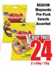 BEACON Maynards Pre-Pack Sweets Assorted 2x60/75g 