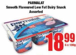 PARMALAT Smooth Flavoured Low Fat Dairy Snack Assorted 6x100gm 