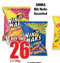 SIMBA Nik Naks Assorted 2x135gm 