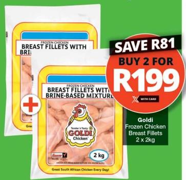 Goldi Frozen Chicken Breast Fillets 2 x 2kg