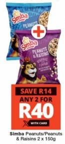 Buy Any 2 Simba Peanuts/Peanuts & Raisins 150 gm