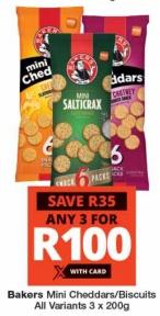 Bakers Mini Cheddars/Biscuits All Variants Any 3x200 gm