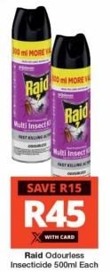 Raid Odourless Insecticide 500ml Each