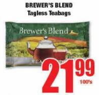 BREWER'S BLEND Tagless Teabags 100s