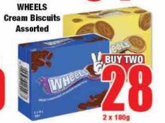 WHEELS Cream Biscuits Assorted 2 x 180g