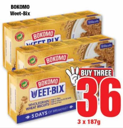 Bokomo Weet-Bix 3 x 187gm 