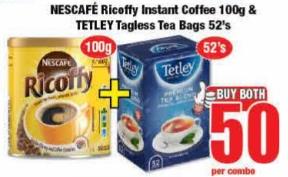 Nescafe Ricoffy 100g + Tetley Tagless Tea Bags 52's