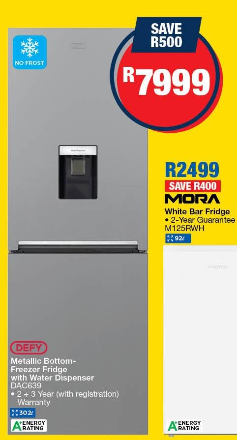 DEFY Metallic Bottom- Freezer Fridge with Water Dispenser