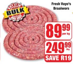 Fresh Vuyo's Braaiwors 3kg