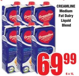 CREAMLINE Medium Fat Dairy Liquid Blend 6x1L