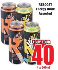 REBOOST Energy Drink Assorted 4 x 500ml 