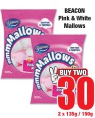 BEACON Pink & White Mallows 2 x 135g / 150g