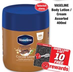 VASELINE Body Lotion / Cream Assorted 400ml