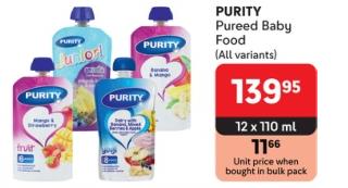 PURITY Pureed Baby Food (All variants) 12x110 ml 