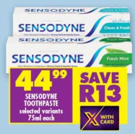 Sensodyne Toothpaste 75ml each