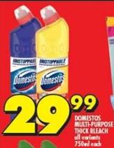 DOMESTOS MULTI-PURPOSE THICK BLEACH all variants 750ml each