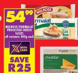 Melrose/Parmalat Processed Cheese Slices All Variants 400g Each