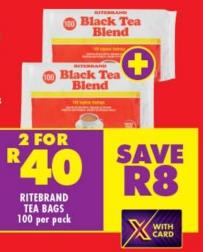 Ritebrand Black Tea Blend 100 per pack