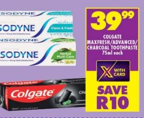 Colgate Maxfresh /Advanced /Charcoal Toothpaste 75ml