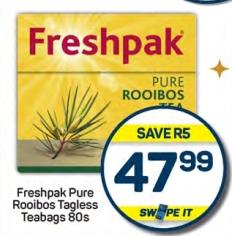 Freshpak Pure Rooibos Tagless Teabags 80s