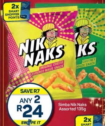 Any 2 Simba Nik Naks Assorted 135 g