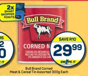 Bull Brand Corned Meat & Cereal Tin Assorted 300g Each