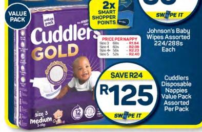 Cuddlers Disposable Nappies Value Pack Assorted Per Pack