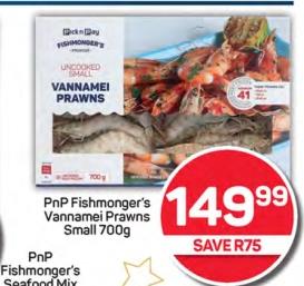 PnP Fishmonger's Vannamei Prawns Small 700g