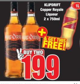 KLIPDRIFT Copper Royale Liqueur 2 x 750ml