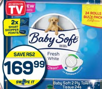 Baby Soft Fresh White Toilet Tissue 24 Rolls