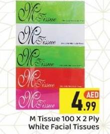 M Tissue 100 X 2 Ply White Facial Tissues