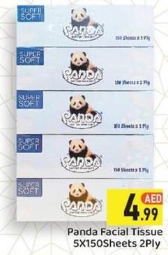 Panda Facial Tissue 5X150 Sheets 2 Ply