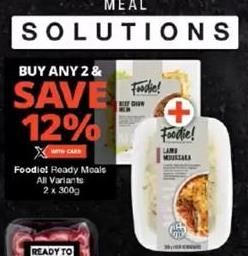 Foodie! Ready Meals All Variants Any 2x300g