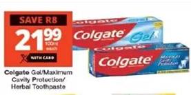 Colgate Gel/Maximum Cavity Protection/Herbal Toothpaste 100ml 