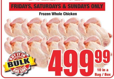 Frozen Whole Chicken, 10 in a Bag / Box