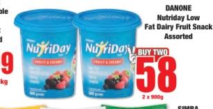 DANONE Nutriday Low Fat Dairy Fruit Snack Assorted 2 x 900g