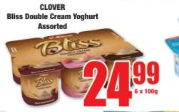 Clover Bliss Double Cream Yoghurt Assorted 6x100g