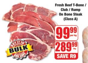 Fresh Beef T-Bone / Club / Rump On Bone Steak (Class A)