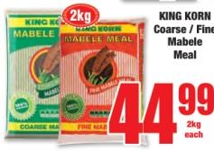 KING KORN Coarse / Fine Mabele Meal 2kg