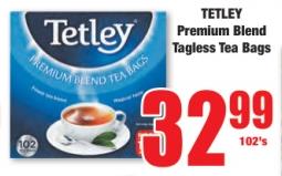 Tetley Premium Blend Tagless Tea Bags 102's