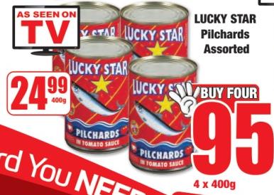 LUCKY STAR Pilchards Assorted 4 x 400gm