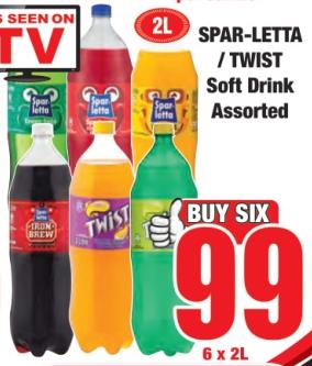 SPAR-LETTA / TWIST Soft Drink Assorted 6x2L