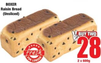 BOXER Raisin Bread (Unsliced) 2x600 gm 