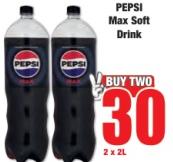 PEPSI Max Soft Drink 2 x 2L 