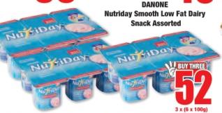 Danone NutriDay Smooth Low Fat Dairy Snack Assorted 3x(6x100 gm )