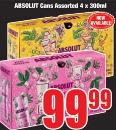 ABSOLUT Cans Assorted 4 x 300ml 