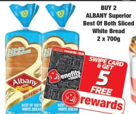 Albany Superior Best Of Both Sliced White Bread 2x700 gm 