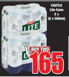 CASTLE Lite Cans 2 x (6 x 500ml) 