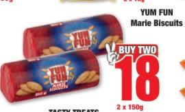 YUM FUN Marie Biscuits 2 x 150g 