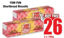 YUM FUN Shortbread Biscuits 2x185 gm 